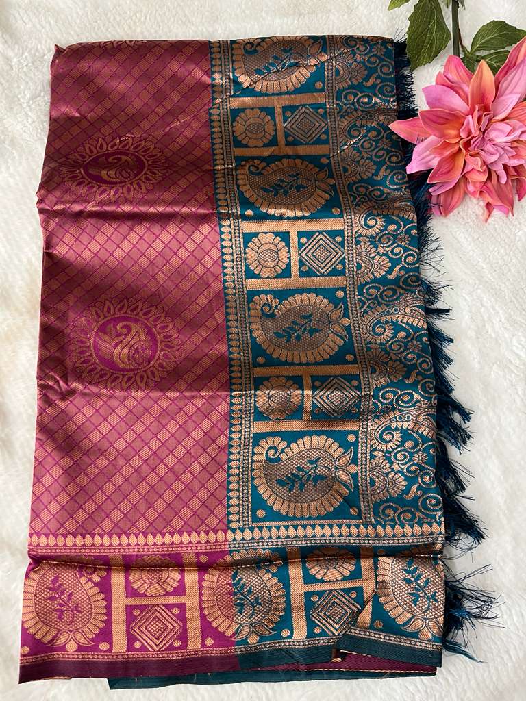 Red and Blue Copper Queen Fancy Saree
