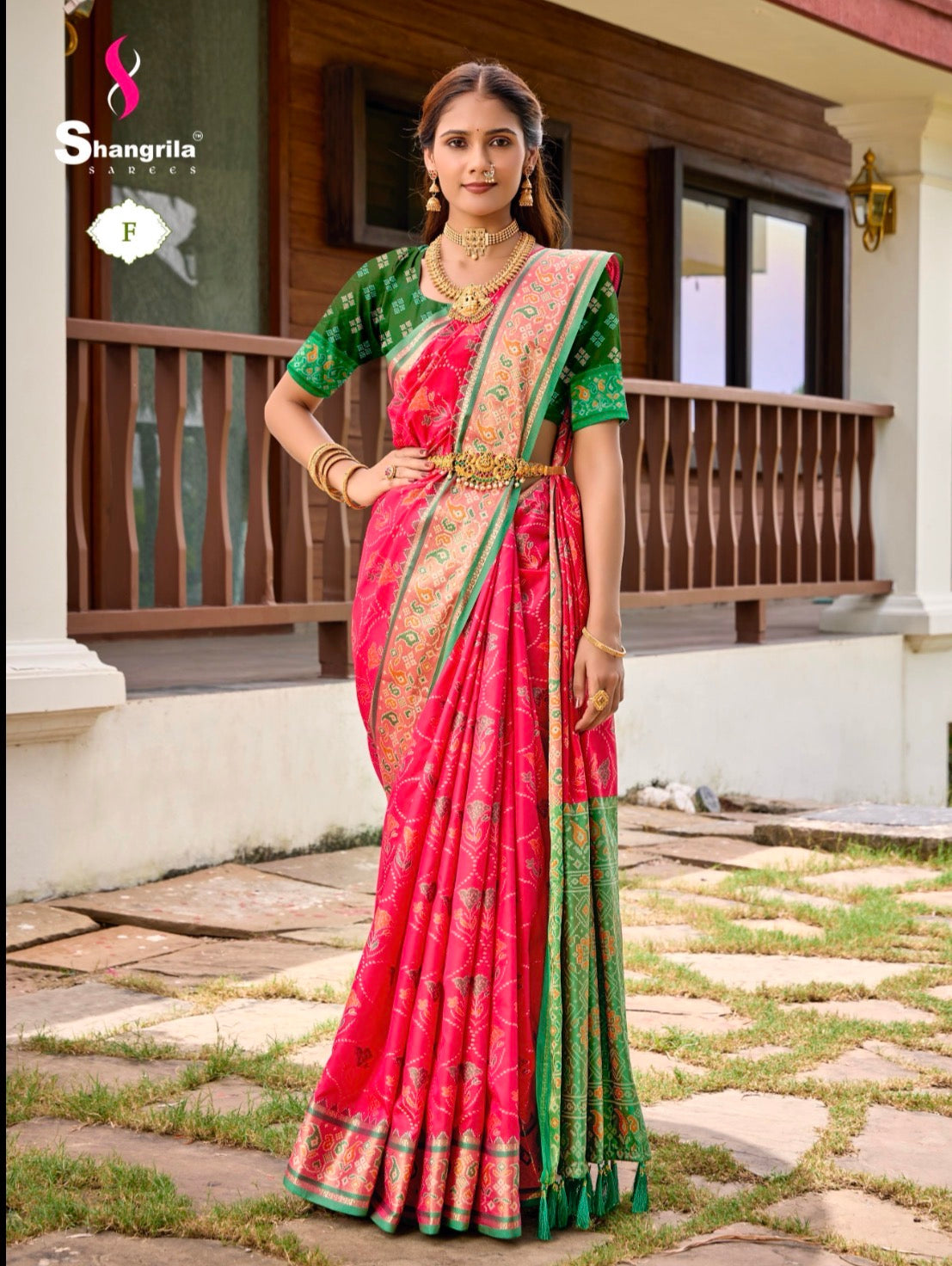 Red and Green Rajkot Patola Saree