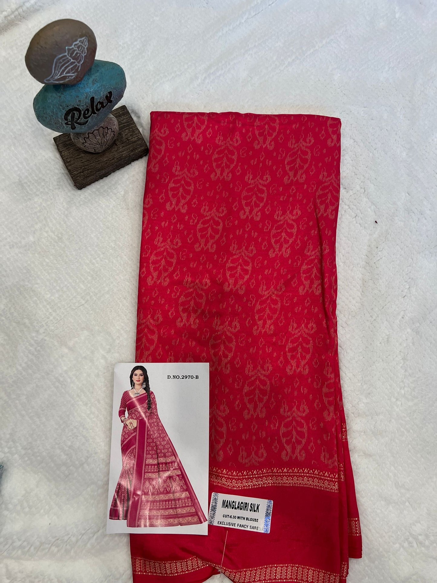 Red Mangalagiri Semi Silk Saree
