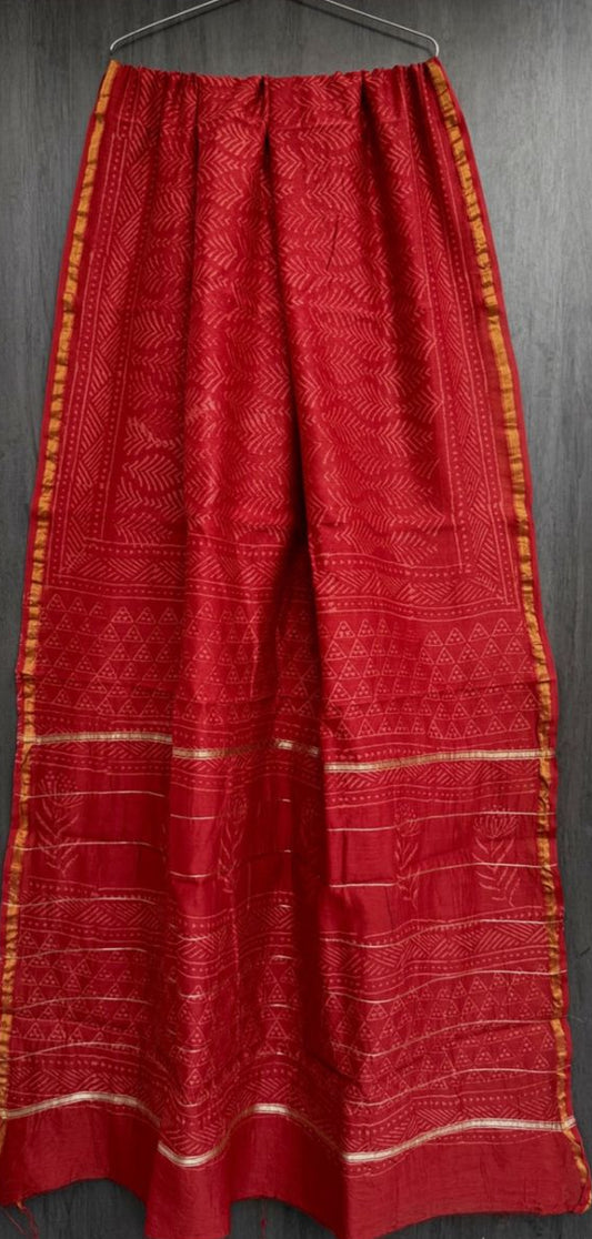 Red Chanderi Silk Saree
