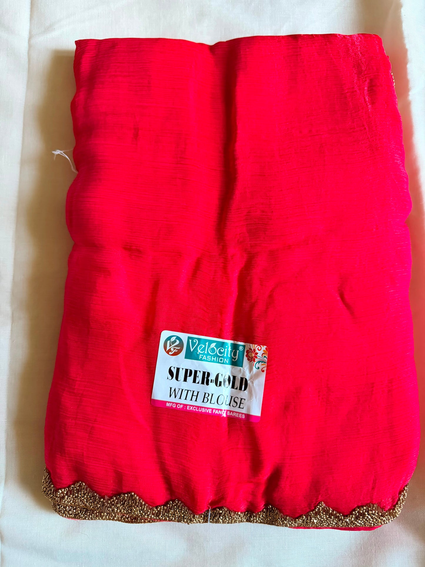 Red Super Gold Space Silk Fancy Saree