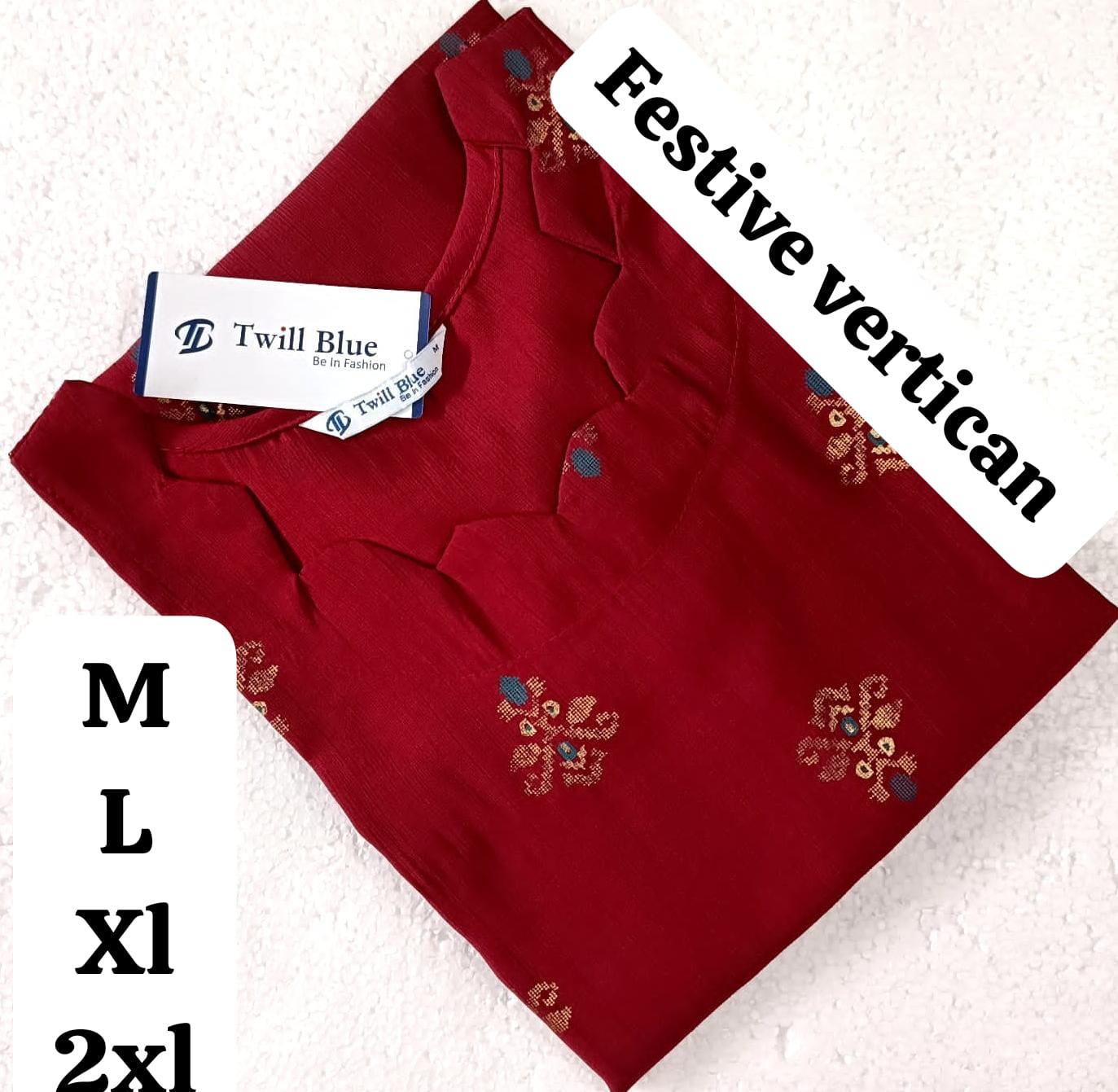 Red Festive Silk Kurti