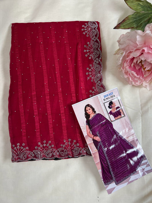 Red Jio Fast Fancy Saree
