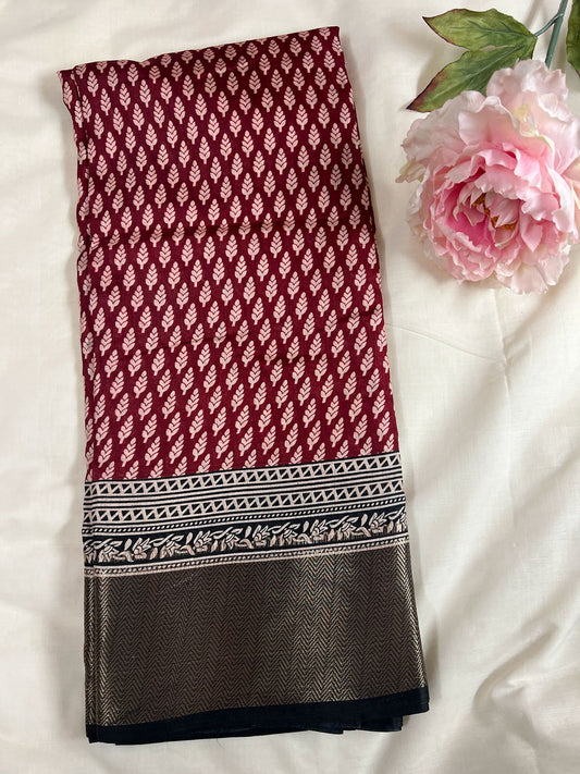 Red and Black Gadwal Saree