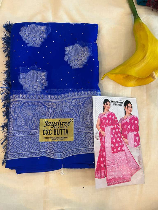 Royal Blue CxC Butta Fancy Saree