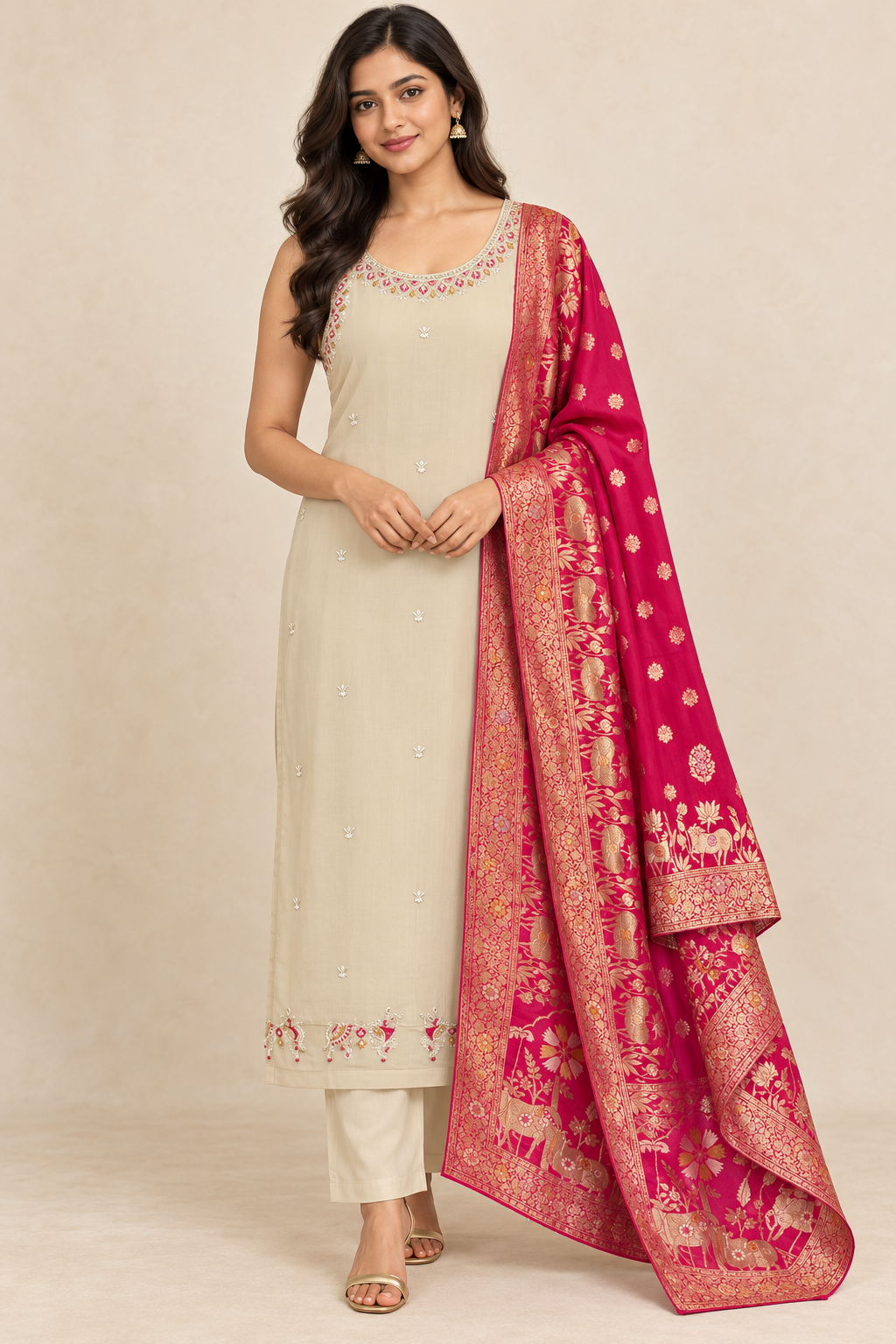Half White 3 Piece Salwar Set