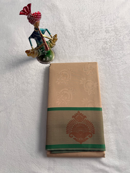 Half White and Green Traditional Gift Saree