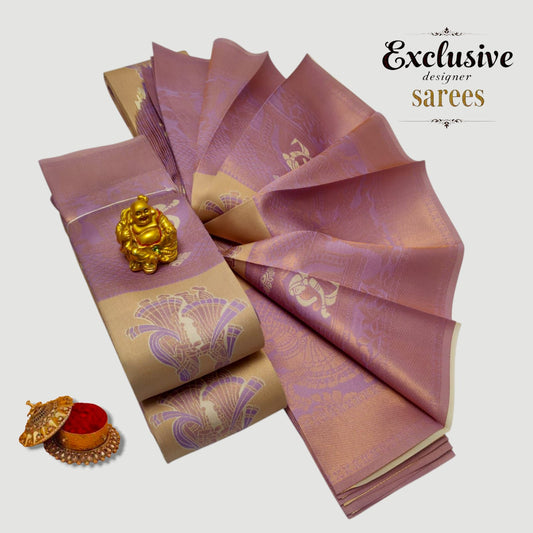 Sandal and Lavender Kubera Soft Silk Saree