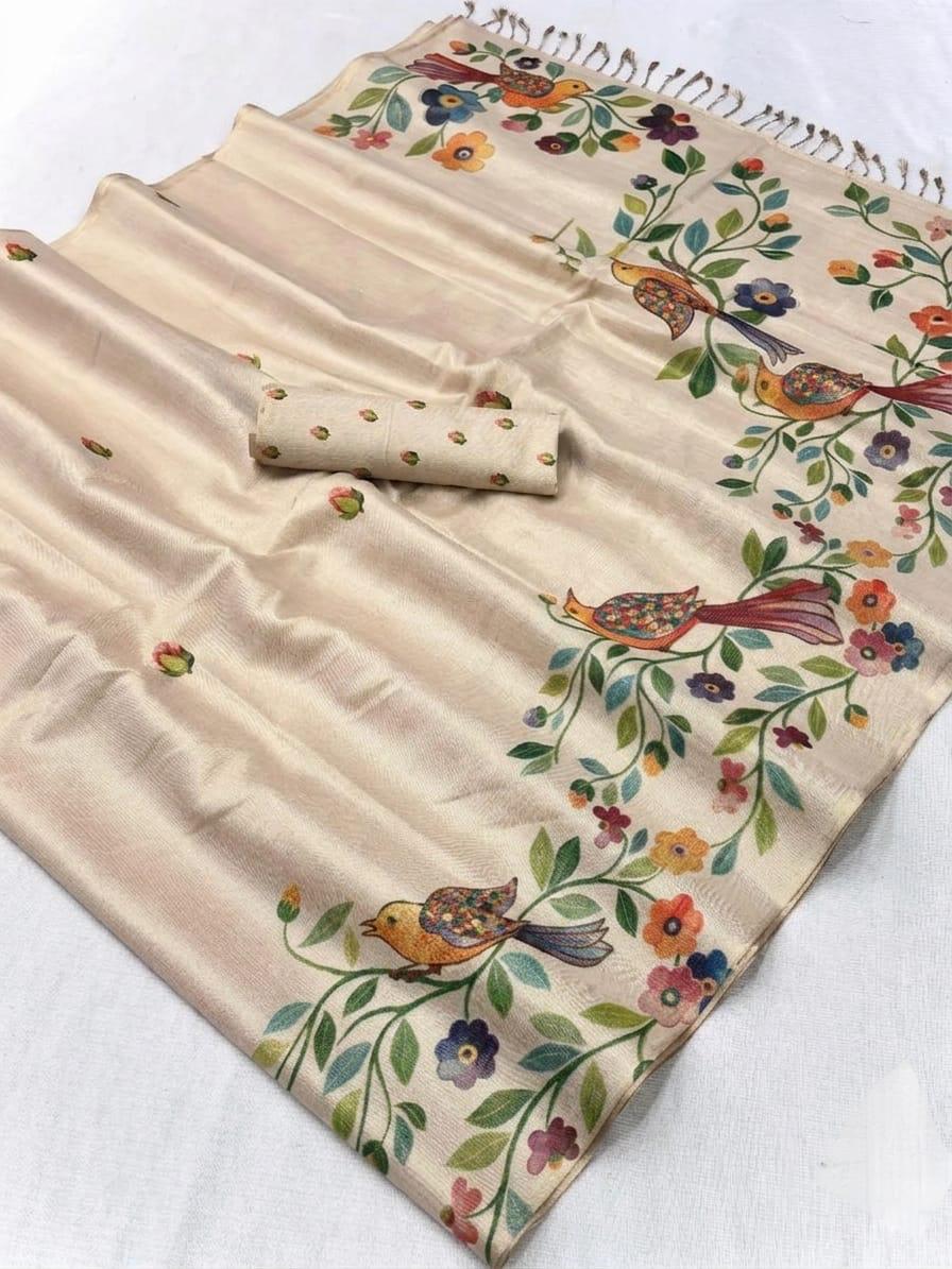 Sandal Premium Soft Tissue Saree