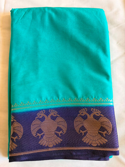 Blue Semi Crepe Saree