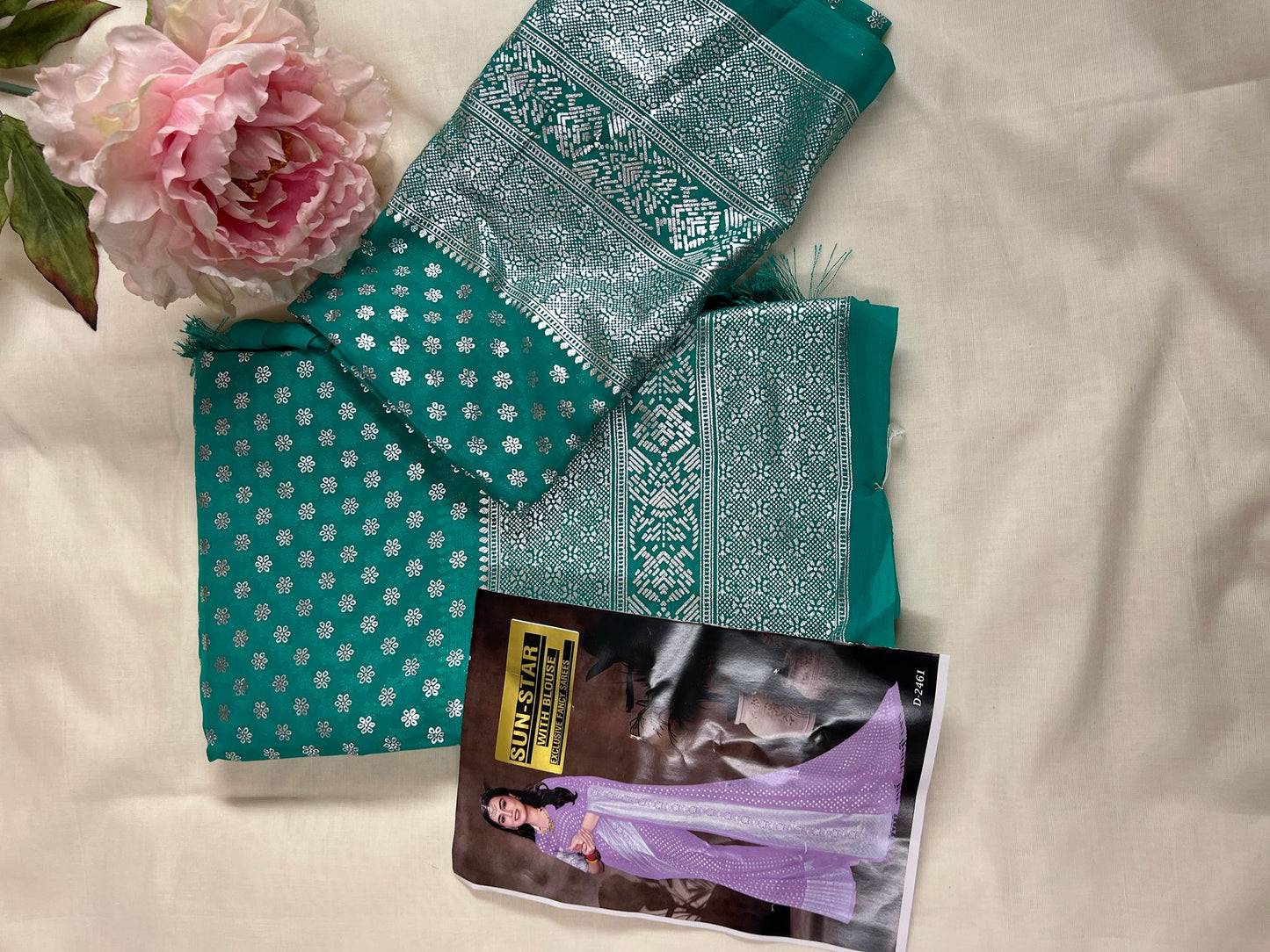 Teal Sun Star Gift Saree