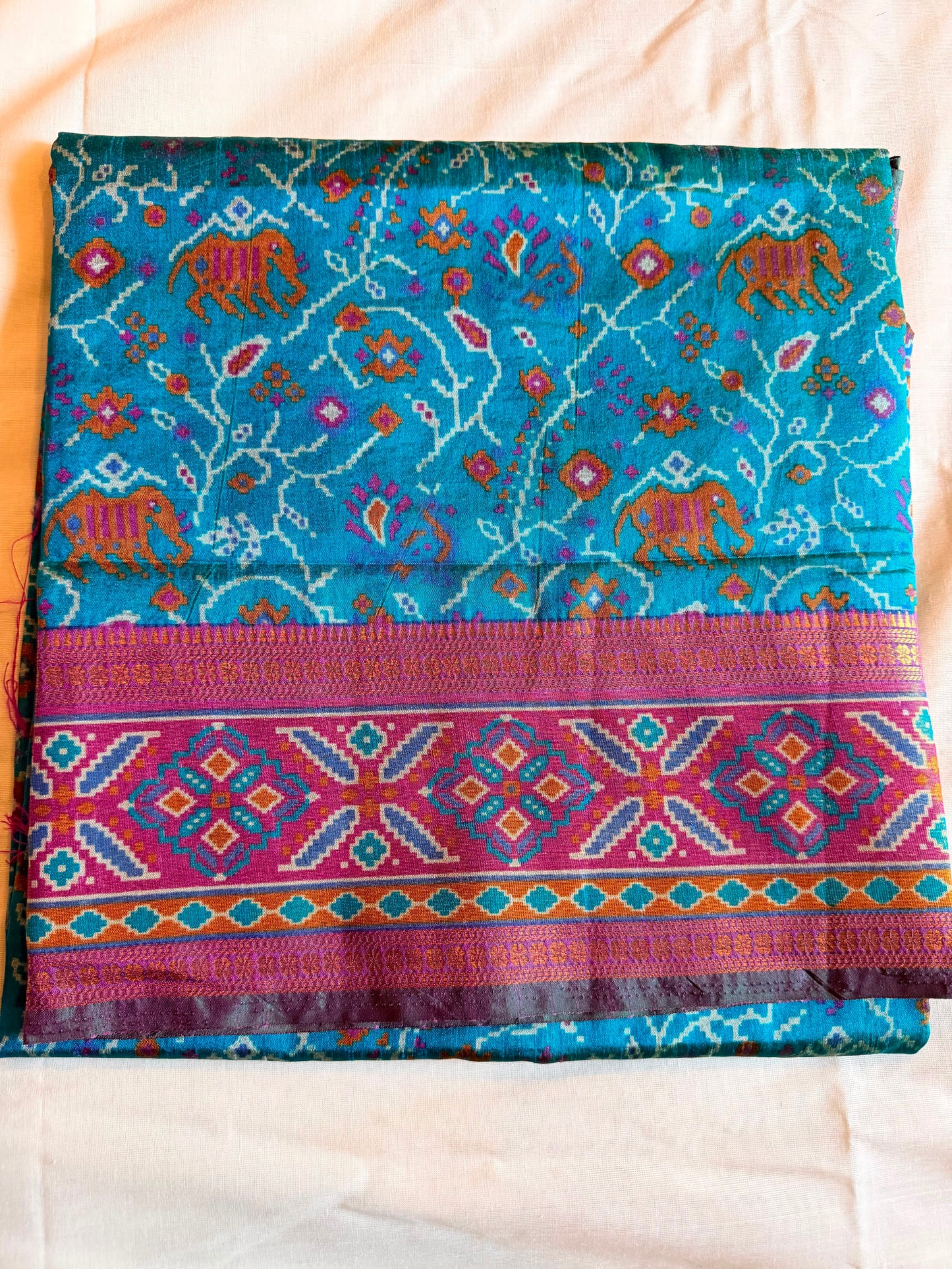 Light Blue Gold Finger Patola Saree