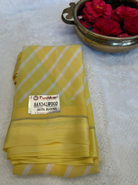 Yellow Sandalwood Chiffon Saree
