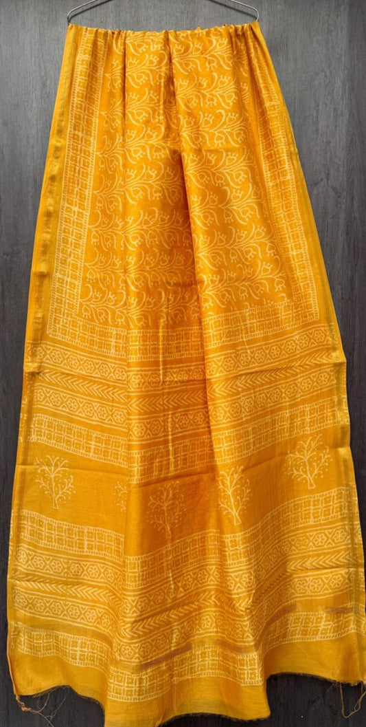 Yellow Pattern2 Chanderi Silk Saree
