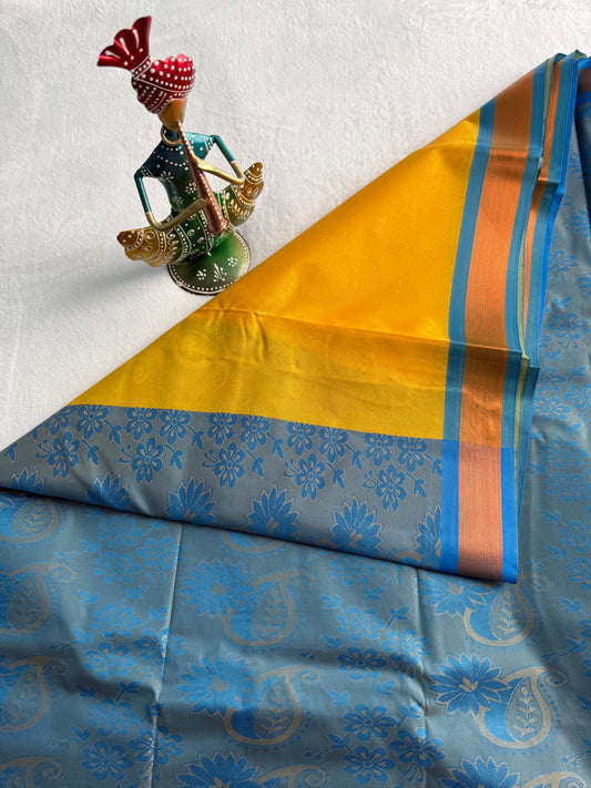Yellow Blue Traditional Gift Saree