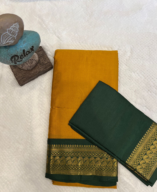 Kalki Yellow and Green Semi Silk Saree