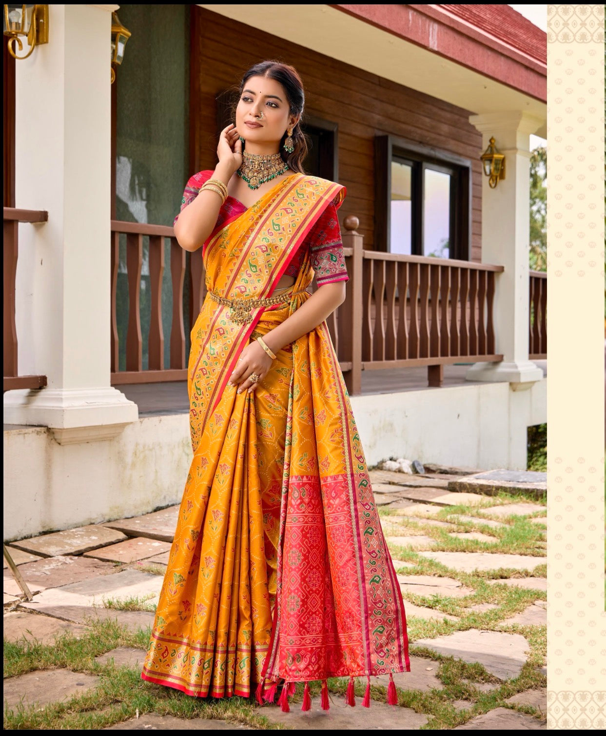Yellow and Red Rajkot Patola Saree