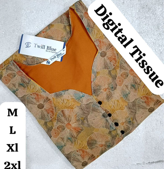 Orange Yellow Tissue Silk Kurti