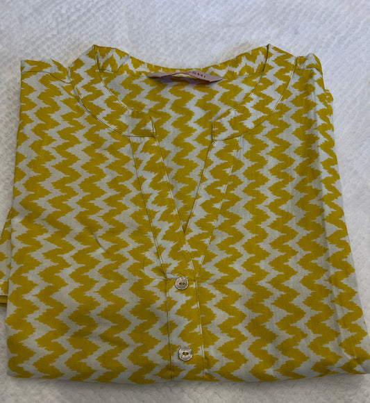 Yellow Sleeveless Short Kurti