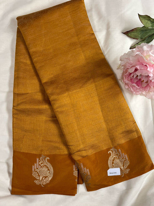 Yellow Manya Embroidery Silk Saree