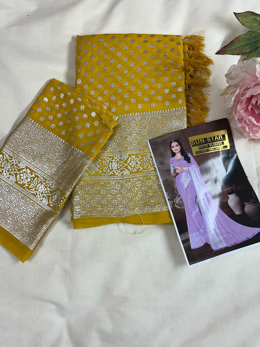 Yellow Sun Star Gift Saree