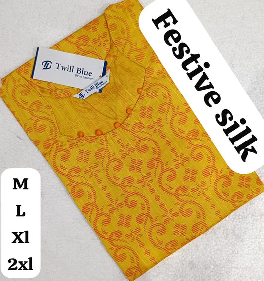 Yellow Festive Silk Kurti