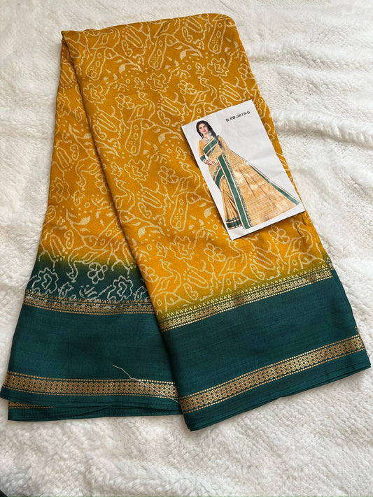 Yellow Mangalagiri Semi Silk Saree