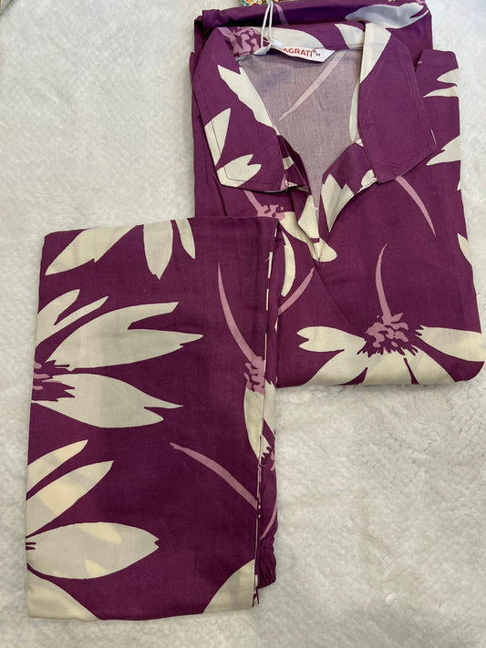 Purple 2 Piece Umbrella Kurti Set