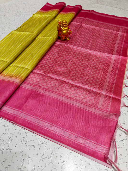 Mustard Yellow Silkworm Cotton Saree